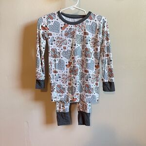 Monkeeroos 2pc Bamboo Lego Heart Valentine Pajamas | 3T